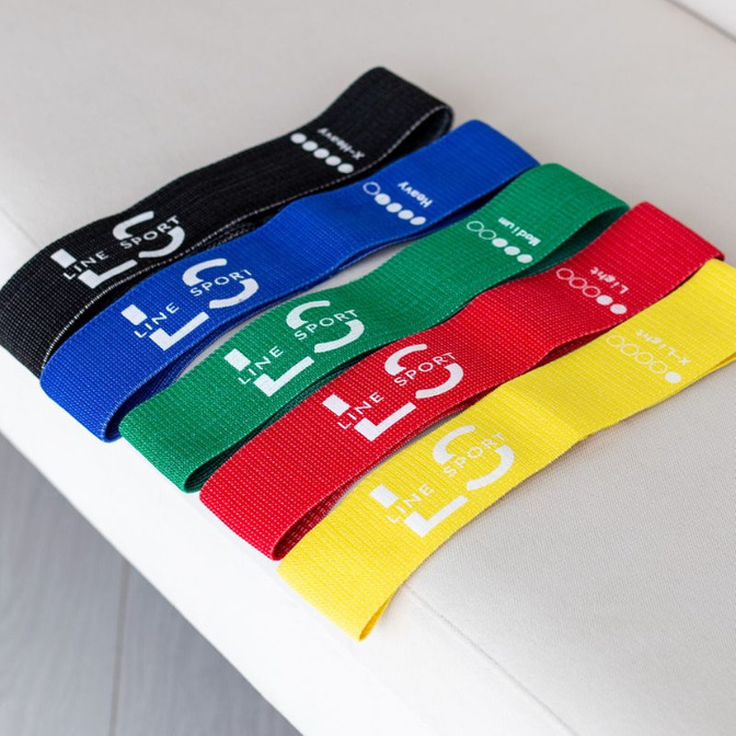 Sada textilních odporových gum na cvičení Flex Band Line Sport 5 ks.