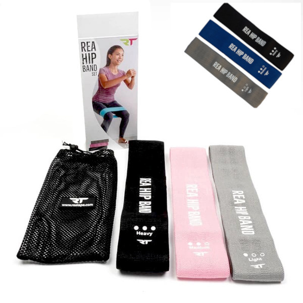 Sada 3 textilních posilovacích gum Rea Hip Band