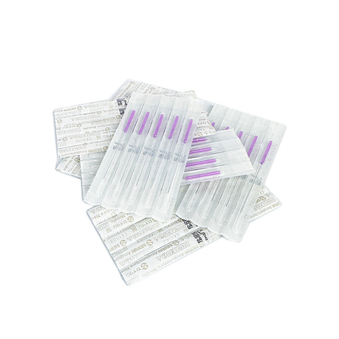 Akupunkturní jehly SEIRIN B-TYPE s plastovým držákem bez vodicí trubičky, 100 ks.