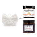 Vonná a masážní svíčka Sweet Orange & Chili s peelingovou mycí žínkou VCee