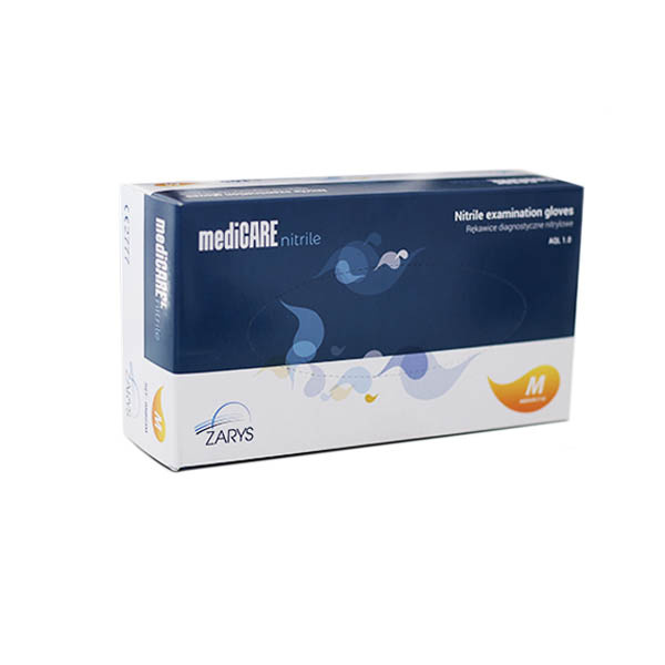 Nitrilové nepudrované rukavice MediCARE modré, 100 ks.