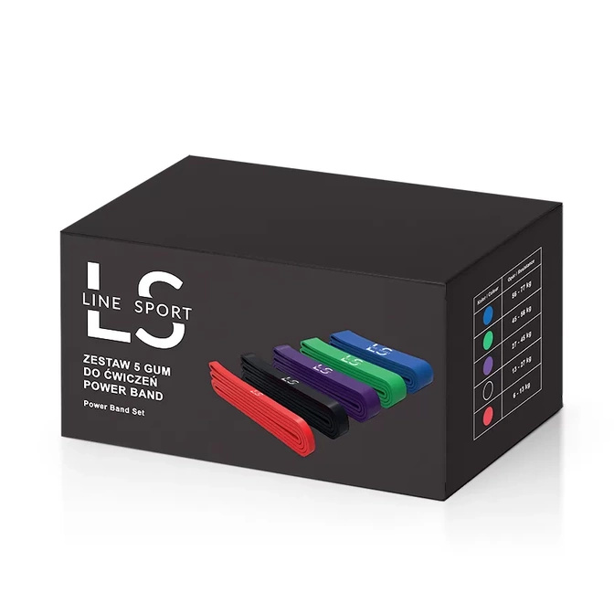 Sada 5 posilovacích pásů Power Band Line Sport pro cvičení