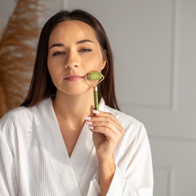 Gua Sha Jade Roller | Masážní váleček na obličej Acus Med - žebrovaný