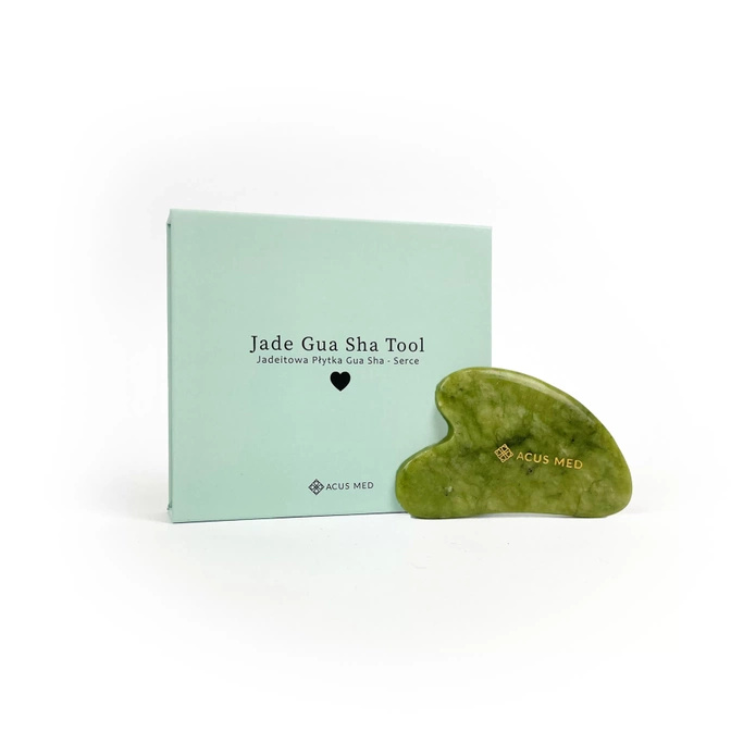 Kámen Gua Sha | Nefritová masážní deska Acus Med - srdce - zelená