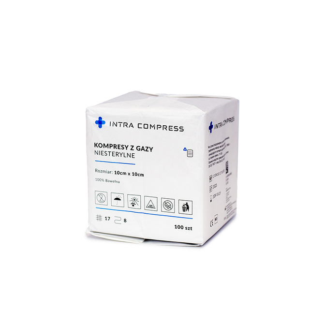 Nesterilní gázové polštářky Intra Compress 10x10 cm - 100 kusů.