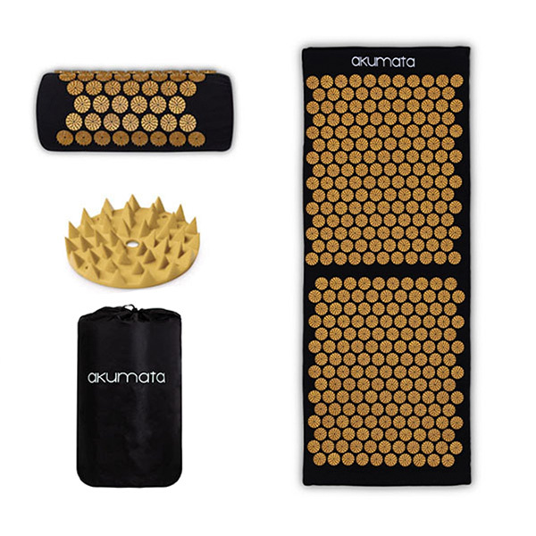 Akupresurní podložka s polštářem Akumata, černo-zlatá