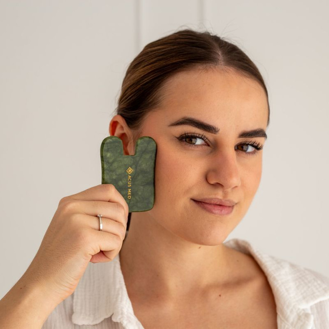 Kámen Gua Sha | Nefritová masážní deska Acus Med - obdélník - zelená