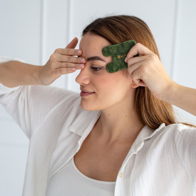 Kámen Gua Sha | Nefritová masážní deska Acus Med - obdélník - zelená