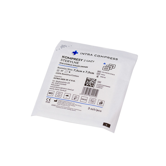 Intra Compress sterilní plynové kompresy 7,5x7,5 cm - sada 10 ks.