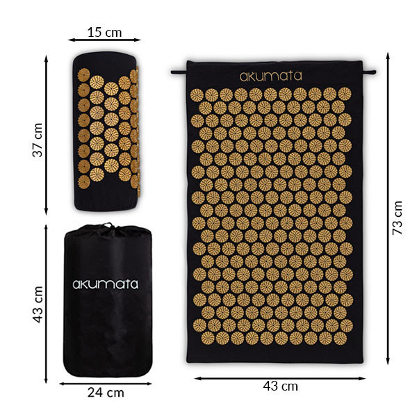 Akupresurní podložka s polštářem Akumata, černo-zlatá