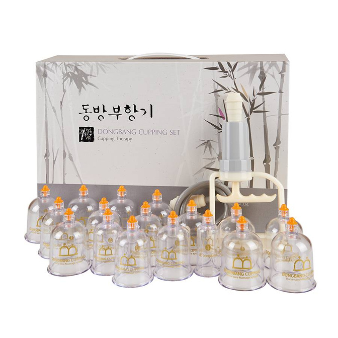 Vakuové masážní baňky s pumpičkou Dong Band, sada 17 ks.