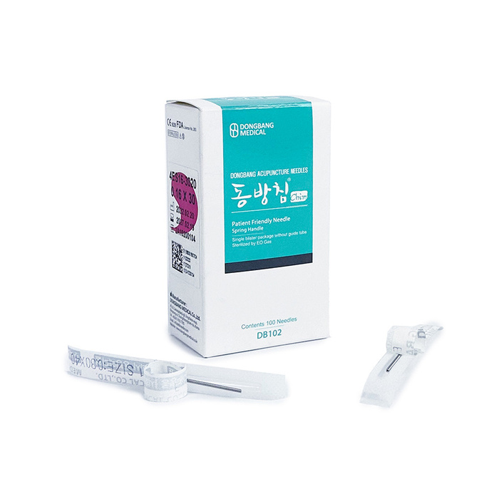 Akupunkturní jehly DONG BANG s ocelovým držátkem bez zaváděcí trubičky 100 ks.