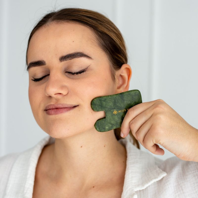 Kámen Gua Sha | Nefritová masážní deska Acus Med - obdélník - zelená