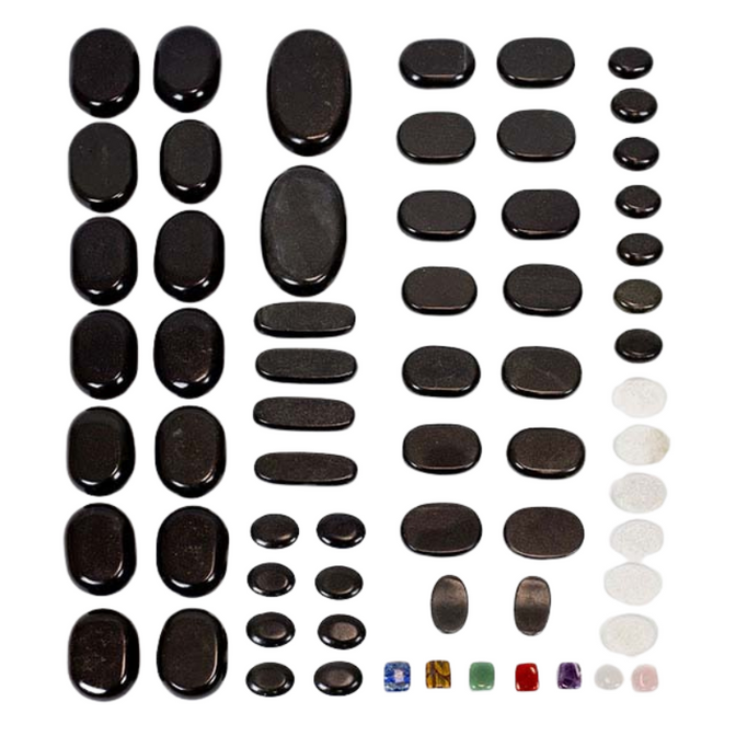 Masážní bazaltové kameny Akito, sada 64 ks. 